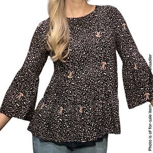 Madewell Patterned Bell Sleeve Silk Blouse
